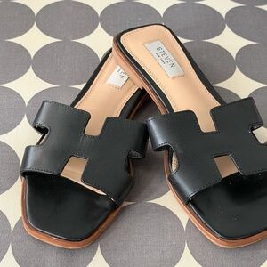 Steven Black Haydn Leather Slide Sandals